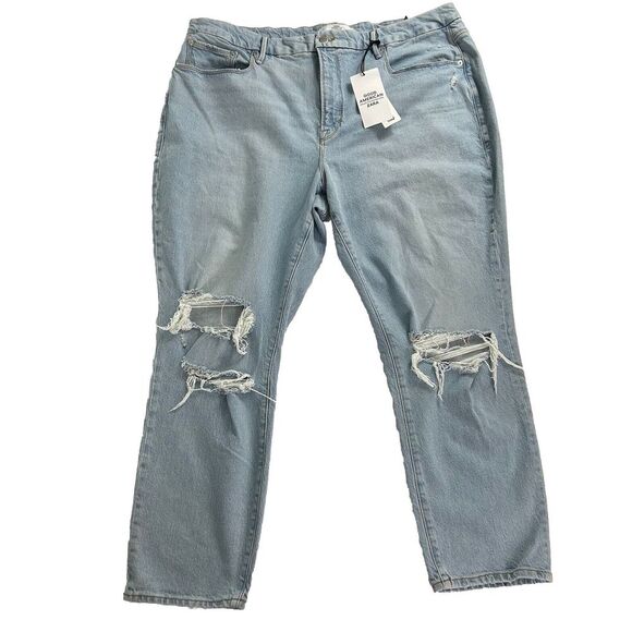 Good American x Zara NEW Classic Slim Distressed High Rise Jeans 20 / 52 NWT - Picture 1 of 8